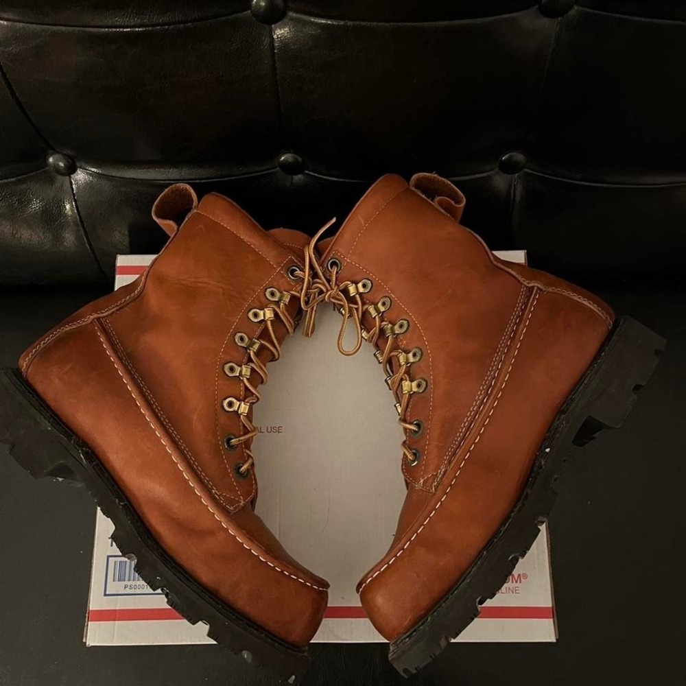 Lehigh 100 Vintage 70s/80s USA-Made Moc Toe Work‎ Boots Size 9EEE - Picture 5 of 8